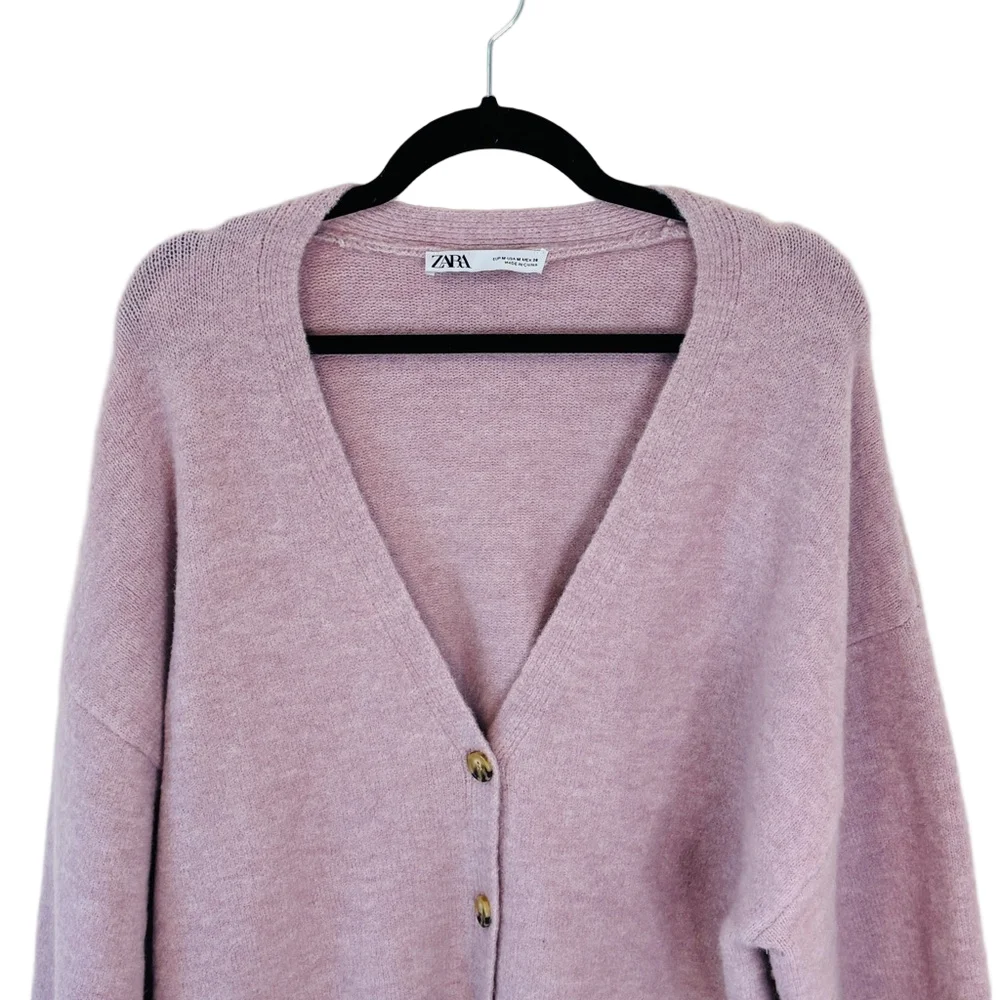 Zara Oversized Purple Ultra Soft Sweater Wool Blend Cardigan Sz Medium - Picture 8 of 11